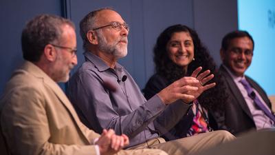 Jeffrey Wasserman, Brian Stecher, Anita Chandra, and Krishna Kumar at the RAND staff orientation, June 2015