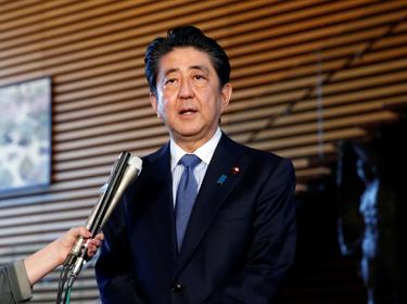 Japan's Prime Minister Shinzo Abe speaks to media at his official residence in Tokyo, Japan, after the Singapore summit between the U.S. and North Korea, June 12, 2018