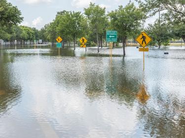Flooded roads and landscapes in Houston, Texas following heavy rains, photo by Casey E Martin/Adobe Stock