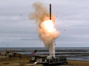 Flight test of a conventionally configured ground-launched cruise missile at San Nicolas Island, California, August 18, 2019, photo by Scott Howe/U.S. Department of Defense