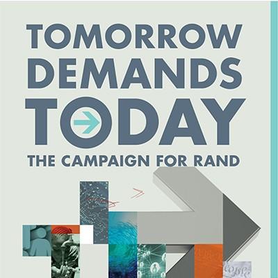 Logo of RAND's campaign Tomorrow Demands Today, design by Chara Williams/极速赛车 Corporation from KBDA