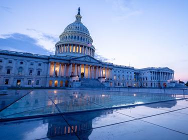 The U.S. Capitol at dusk, photo by Stephen Emlund/Getty Images