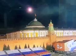 A still image taken from video shows a flying object approaching the dome of the Kremlin Senate building in Moscow, Russia, May 2, 2023, photo by Ostorozhno Novosti