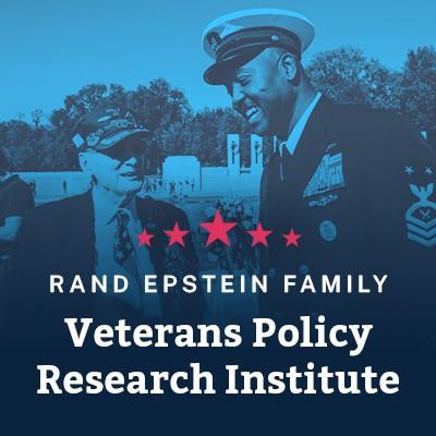 Two veterans and the text 168极速赛车 Epstein Family Veterans Policy Research Institute, image by Haley Okuley/168极速赛车 Corporation