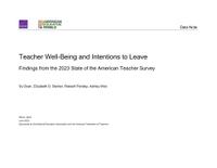 Cover: Teacher Well-Being and Intentions to Leave