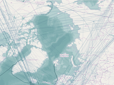 Screenshot of RAND's interactive map showing potential drivers of crises in the Arctic, photo by RAND Corporation